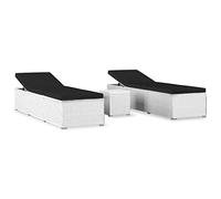 Willood Tumbonas de Jardín y Mesita 3 Piezas Hamacas Chaise Lounge Sillón Reclinable Cama Salón Mesa de Té Muebles Exterior Ratán Sintético Blanco