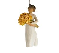 Willow Tree, Figura de niña con flores naranjas para colgar, Navidad Deco, Enesco