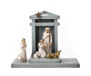 Willow Tree Nativity Deluxe: Figuras de iniciación más Crèche, Juego de 7 Piezas