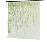 Willow Voile Curtains - Sheer Ivy Leaf Window Drapes, Gold Glitter Edge, Living Room Bedroom Usage Accessory Supply, Light Polyester Tulle, 100x200cm 100x270cm 1 Panel Green Natural Decor Set