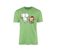 WillowGifts Bunny Vs Monkey - Camiseta divertida de dibujos animados para niños, historia, cómic, pacífica, noche, picnic, robot, cohete, natilla, globo, dragón, regalo, verde lima, XL