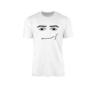 WillowGifts Camiseta de cara de videojuegos, avatar, idea de regalo de Navidad, 100 % algodón peinado, alta densidad, comodidad extrema, alta densidad de puntada, blanco, S