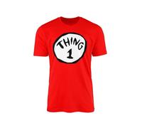 WillowGifts - Camiseta de manga corta con texto en inglés «Thing 1 Thing 2», diseño de la biblioteca del Día Mundial del Libro, caricaturas, gemelos, One Two Mischief Reckless Cheeky Naughty Box para