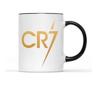 WILLOWGIFTS Taza CR7 - Novedad Fútbol Footie Footy Portugal Deportivo Copa del Mundo Atleta Relleno de calcetín Día del Padre Papá Taza de café Regalos Regalos Regalos (Mango Negro)