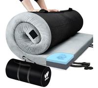Willpo Colchón de espuma viscoelástica para campamento con bolsa de viaje, almohadilla de dormir ligera y portátil para tiendas de campaña, camas de invitados, hogar, gris, individual