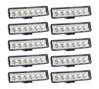 Willpower 10pcs 15cm 18W Focos Led Tractor Super Inteligente Faros Led Trabajo 12V 24V Unica Fila IP67 Impermeable Haz Puntual Luz de Niebla 6000K Barra Led Coche 4x4 Vehículo Camión Off-Road Barco