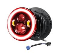 Willpower 1pc 7'' 50W Faro LED Moto, 5000LM Hi/Lo Luz de Trabajo LED, Redondo Halo DRL Blanco Rojo Iluminación Faro Delantero para Wrangler JK TJ LJ CJ JP Humm-er Harley