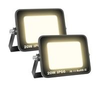 Willpower 2 reflectores LED para exteriores de 20 W 2000 lm, luces LED de seguridad IP66, impermeables, 175 V-265 V, luz blanca cálida, 3000 K, luz de pared para jardín, garaje, puerta trasera, patio