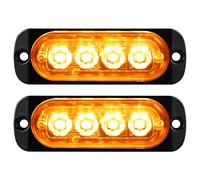 Willpower 2pcs 4LED Luces de Advertencia de Emergencia Ámbar Luz Estroboscópica Intermitente Peligro 12V 24V Barra de Luz Impermeable pour Coche Vehículo Camión Caravana Motocicleta Universal