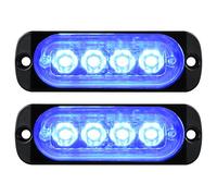 Willpower 2pcs 4LED Luces de Advertencia de Emergencia Azul Luz Estroboscópica Intermitente Peligro 12V 24V Barra de Luz Impermeable pour Coche Vehículo Camión Caravana Motocicleta Remolque Universal