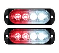 Willpower 2pcs 4LED Luces de Advertencia de Emergencia Rojo Blanco Luz Estroboscópica Intermitente Peligro 12V 24V Barra de Luz Impermeable pour Coche Vehículo Camión Caravana Motocicleta Universal