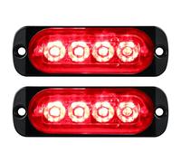 Willpower 2pcs 4LED Luces de Advertencia de Emergencia Rojo Luz Estroboscópica Intermitente Peligro 12V 24V Barra de Luz Impermeable pour Coche Vehículo Camión Caravana Motocicleta Universal