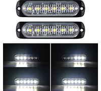 Willpower 2pcs 6LED Luces de Advertencia de Emergencia Blanco Luz Estroboscópica Intermitente Peligro 12V 24V Barra de Luz Impermeable pour Coche Vehículo Camión Caravana Motocicleta Universal