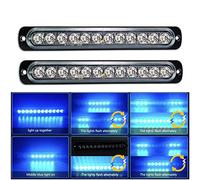 Willpower 2Pcs 7.5" 12LED Luces de Advertencia de Emergencia Azul Luz Estroboscópica Intermitente Peligro 12V 24V Barra de Luz Faro Antiniebla pour Coche Vehículo Camión Caravana Motocicleta