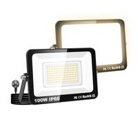 Willpower 2PCS Foco LED Exterior Interior Proyector LED 100W 10,000LM Focos de Luz 3000K Blanco Cálido IP66 Luz de Inundación Iluminación para Garaje Patio Jardín Terraza Parque Trabajo, con Enchufe