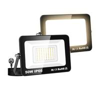 Willpower 2PCS Foco LED Exterior Interior Proyector LED 50W 5,000LM Focos de Luz 3000K Blanco Cálido IP66 Luz de Inundación Iluminación para Garaje Patio Jardín Terraza Parque Trabajo, con Enchufe