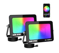 Willpower 2PCS Foco LED RGBW 50W, Proyector LED Exterior con Control de Bluetooth APP, 16 Colores 4 modos, Luz de Inundación RGB para Jardín Terraza Fiestas Halloween Navidad, con Enchufe