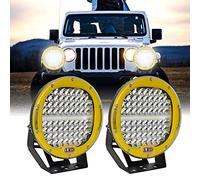 Willpower 2pcs Focos 9 Pulgadas 23cm 294W LED Spotlight 12V 24V Luz Trabajo IP67 Impermeable Antiniebla para Tractor 4x4 Coche Camión Barco Off Road ATV UTV SUV 4WD Amarillo