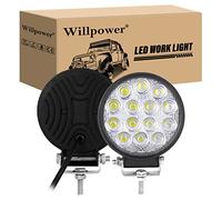 Willpower 2pcs Focos Led 4 pulgadas 10cm 42W Faros Led 12V 24V Barra LED Luz Trabajo LED Flood IP67 Impermeable 6000K Antiniebla LED para Tractor 4x4 Coche Camión Barco Off Road ATV UTV SUV 4WD