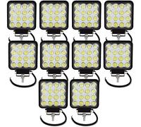 Willpower 2pcs Focos LED Tractor 48W Faro Trabajo Led 10cm Faros de Trabajo Luz Antiniebla Impermeable IP67 Inundación para Camiones Coche Off Road Todo Terreno Pickup ATV SUV Barco 12V 24V