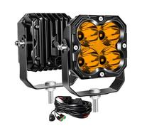 Willpower 2x Focos LED 4.3'' 30W 2500LM Faro de Trabajo 12V 24V Barra de Luz LED Spot Largo Alcance Antiniebla LEDs para 4x4 Tractor Coche Camion Barco Offroad, 3500K Ámbar, Con DT Kit de Cableado