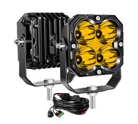 Willpower 2x Focos LED 4.3'' 30W 2500LM Faro de Trabajo 12V 24V Barra de Luz LED Spot Largo Alcance Antiniebla LEDs para 4x4 Tractor Coche Camion Barco Offroad, 3500K Amarillo, Con DT Kit de Cableado
