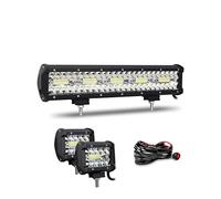 Willpower Barra de Luz LED 15 Pulgadas 38cm 300W + 2PCS Focos LED Tractor + Arnés de Cableado 12V 24V IP67 Impermeable Faro de Trabajo para 4x4 Coche Camion Barco ATV UTV SUV