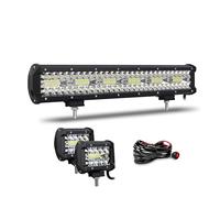 Willpower Barra de Luz LED 17 Pulgadas 43cm 360W + 2PCS Focos LED Tractor + Arnés de Cableado 12V 24V IP67 Impermeable Faro de Trabajo para 4x4 Coche Camion Barco ATV UTV SUV