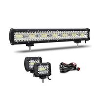 Willpower Barra de Luz LED 20 Pulgadas 51cm 420W + 2PCS Focos LED Tractor + Arnés de Cableado 12V 24V IP67 Impermeable Faro de Trabajo para 4x4 Coche Camion Barco ATV UTV SUV