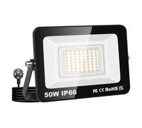 Willpower Foco LED Exterior Interior Proyector LED 50W 5,000LM Focos de Luz 3000K Blanco Cálido IP66 Luz de Inundación Iluminación para Garaje Patio Jardín Terraza Parque Trabajo, con Enchufe
