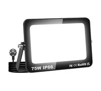 Willpower Foco LED Exterior Interior Proyector LED 75W 7,500LM Focos de Luz 6000K Blanco Frío IP66 Luz de Inundación Iluminación para Garaje Patio Jardín Terraza Parque Trabajo, con Enchufe