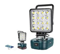 Willpower Foco LED para Batería Bosch 18V, Luces de Trabajo Portátiles Recargables, 48W 4,800LM, Lámpara LED para Camping Pesca Emergencia con Conector de Tipo C y Carga USB (Sin Batería)