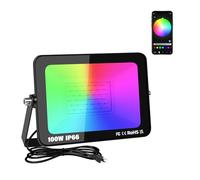 Willpower Foco LED RGBW 100W, Proyector LED Exterior Inteligente con Control de Bluetooth APP, 16 Colores 4 modos, Luz de Inundación RGB para Jardín Terraza Fiestas Halloween Navidad, con Enchufe