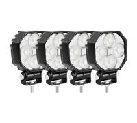 Willpower Focos Led Tractor 7cm 2.8" 16W 12V 24V Faro de Trabajo 4x4 | 4PCS Faro Antiniebla Luz IP67 Impermeable, 6000K Blanco, para Coche Camion Quad SUV ATV UTV Offroad Barco