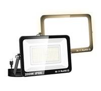 Willpower Proyector LED Focos LED Exterior 200W Luz 3,000K Blanco Cálido | 2PCS 20,000LM, con Enchufe, IP66 Impermeable, Iluminación para Garaje Patio Jardín Terraza Parque Trabajo