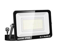 Willpower Proyector LED Focos LED Exterior 200W Luz 6,000K Blanco | 20,000LM, con Enchufe, IP66 Impermeable, Iluminación para Garaje Patio Jardín Terraza Parque Trabajo