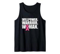 Willpower Warrior Woman Breast Cancer Awareness Lazo Rosa Camiseta sin Mangas