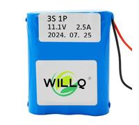 WILLQ Batería de Iones de Litio Recargable 3S1P 11,1V 2,5Ah batería de Respaldo de 12V 2500mAh para Radio, luz de Pesca, Tira de Luces LED, cámara y Dispositivos 12V