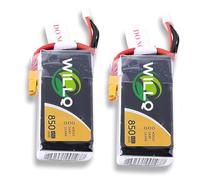 WILLQ Batería Litio Repuesto 3S 11,1 V/4S 14,8 V 850 mAh 75 C con Conector XT30 o XT60 para Coche RC, Barco, camión, avión multimotor, cuadricóptero, helicóptero,850mah 75c 14.8v xt60