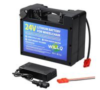 WILLQ Batería Litio Silla Ruedas eléctrica de 24V 30Ah 25Ah 20Ah 18Ah 15Ah 12Ah 10Ah con Respaldo y Cargador 29,4 V y BMS para Motor de Silla Ruedas Plegable 100W a 750W,24v12ah