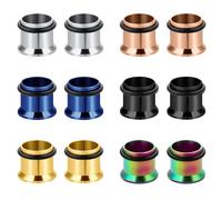 WillTen 12PCS Túnel de Tapón de Oreja de Acero Inoxidable, Kit de Estiramiento de Oreja 6mm, Body Piercing Expanderd Joyería para Mujeres Niñas
