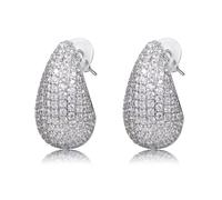 WillTen Pendientes Plata Dorados, Dupes Earring con Circonita Cúbica, Pendientes Gota de Agua Lagrima Dorados Mujer