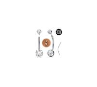 WillTen Piercing para ombligo de titanio de 6/8/10/12/14/16 mm, barra corta y larga, circonita cúbica de titanio G23, anillo de piercing para ombligo, plata y oro con cono para curar pieles sensibles