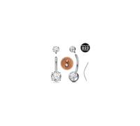 WillTen Piercing para ombligo de titanio de 6/8/10/12/14/16 mm, barra corta y larga, circonita cúbica de titanio G23, anillo de piercing para ombligo, plata y oro con cono para curar pieles sensibles