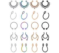 WillTen Septum Falso Piercing Nariz Acero Inoxidable Falso Labio Oreja Piercing Nariz Septum Non Piercing Clip On Piercing Nariz Joyería Piercing del Cuerpo 20Piezas