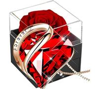 Willuck Rose eternelle con collar corazón de cristal para mujer, colgante de plata con rosa conservada, rosa estabilizada, preservada flor, regalo para Elle la Navidad, día de la madre, cumpleaños,