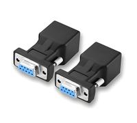 Willwewon 2 adaptadores DB9 hembra a RJ45 hembra RS232 serie a RJ45 Ethernet, extiende la conexión de dispositivo serie con cable Cat5/Cat6, para configuración de interruptor de enrutador de consola