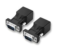 Willwewon 2 adaptadores DB9 macho a RJ45 hembra RS232 serie a RJ45 Ethernet, extiende la conexión de dispositivo serie con cable Cat5/Cat6, para configuración de interruptor de enrutador de consola
