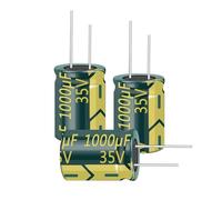 Willwewon 20 condensadores electrolíticos de aluminio de alta frecuencia, 35 V, 1000 UF, 13 x 20 mm (0,51 x 0,78 pulgadas) para TV, monitor LCD, radio, estéreo, juego