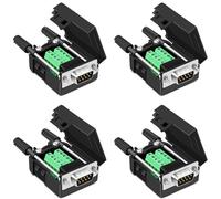 Willwewon 4 conectores macho DB9, DB9 sin soldadura RS232 D-SUB serie a 9 pines adaptador de terminales de puerto con caso, tubo de escape largo
